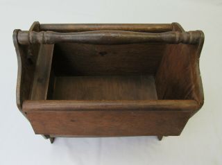 Antique Sewing Chest vintage box craft storage wood knitting basket flip lids 4
