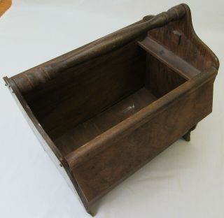 Antique Sewing Chest vintage box craft storage wood knitting basket flip lids 5