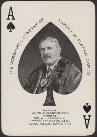 Playing Cards 1 Single Card Vintage Wide 1926 Worshipful Co Master Ace Of Spades