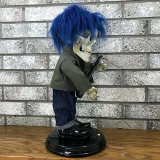 Rare Gemmy Animated Rockin Blue Haired Guitar Skeleton Halloween FOR REPAIR 5