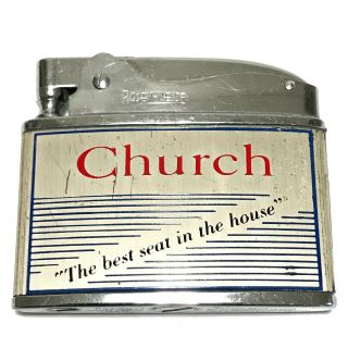 Vintage Rosen Nesor Church Advertising Cigarette Lighter 1950s 1960s