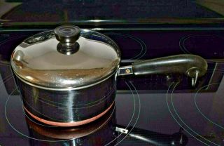 Revere Ware 1801 Copper Bottom Sauce Pan With Lid 2 Qt Clinton Ill Usa - 87