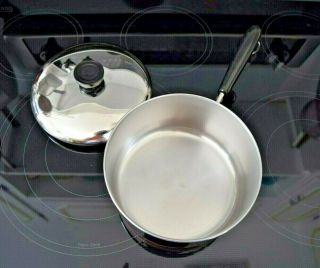 REVERE WARE 1801 COPPER BOTTOM SAUCE PAN with LID 2 qt Clinton ILL USA - 87 5