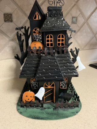 Metal Halloween Haunted House Tea Light Candle Holder