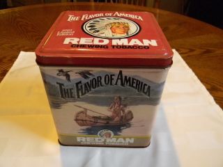 Red Man Vtg Tin Chewing Tobacco Limited Edition Canister Flavor Of America