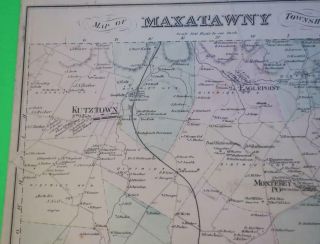 1876 Hand - Colored Map Of Maxatawny Township & Kutztown,  Berks County,  Pa
