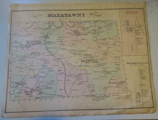 1876 hand - colored Map of Maxatawny Township & Kutztown,  Berks County,  PA 2