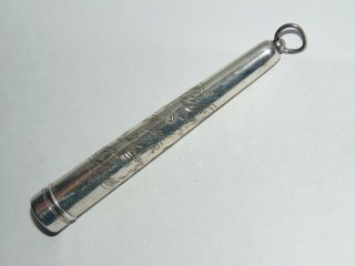 Antique Silver Needle Case For Chatelaine With Engraved Decoration