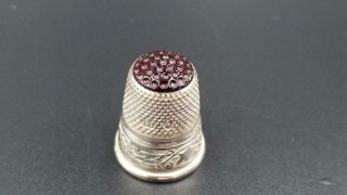 Vintage Sterling Silver Purple Glass Top Thimble