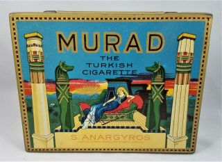 Minty Vintage Murad Turkish Cigarette Tin Flat Pocket Tobacco Tin Litho
