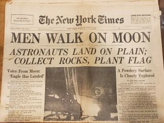 York Times Men Walk On Moon Newspaper Complete 7/21/1969