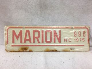 Vintage 1975 Marion,  North Carolina City License Plate