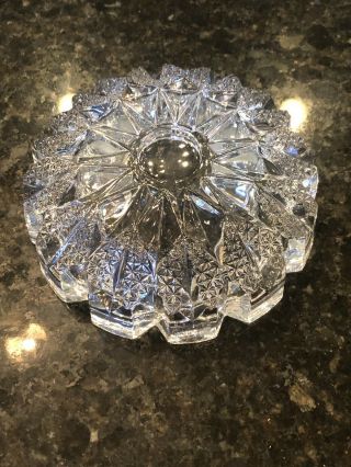 Vintage Heavy Cut Clear Glass Crystal Ashtray 6 