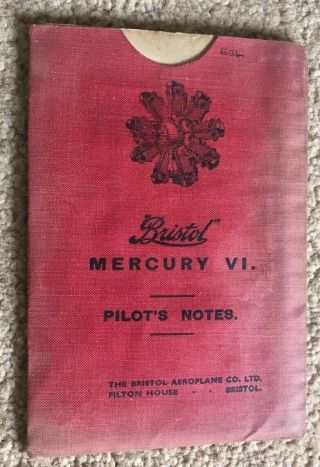1940s Wwii Bristol Mercury Vi Radial Aircraft Engine Pilot’s Notes