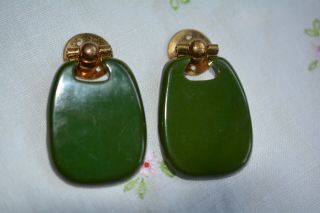 Antique Vintage Spinach Green Large Buttons (2)