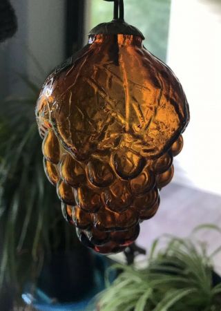 Kugel Style Amber Honey Glass Christmas Figural Ornament Thanksgiving A4