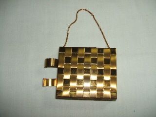 Vintage Small Two Part Compact - Chain And Lipstick Holder