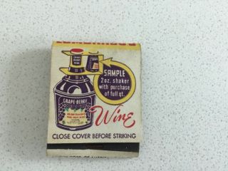 Vintage Full Matchbook,  The Lombardo Wine Company,  Chicago,  Ill,  Nmint