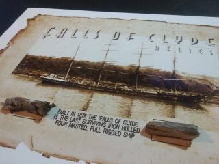 FALLS OF CLYDE 4 mast ship,  wood rope relic PIECE swatch 1878 boat Hawaii 3
