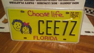 License Plate Florida State Tag Choose Life Anti Abortion Pro Specialty Vanity