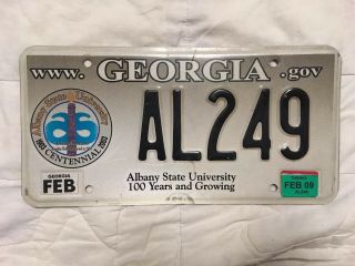 Albany State University Centennial Expired License Plate