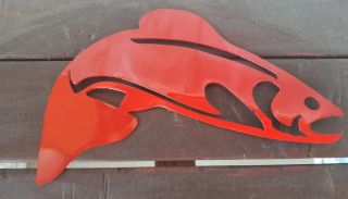 Fish Metal wall art Red finish - outdoor wildlife camping fishing home decor 2