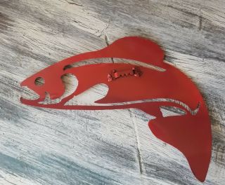 Fish Metal wall art Red finish - outdoor wildlife camping fishing home decor 5