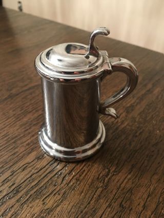 Vintage Dunhill Tankard Stein Matte Silver Table Lighter Made In England