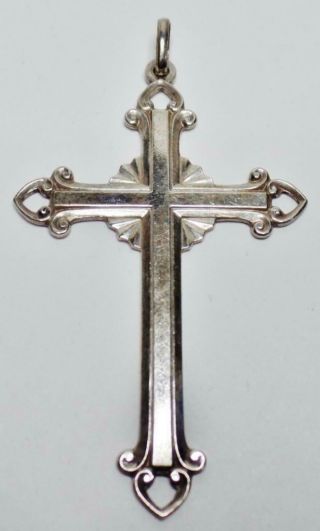 Large Antique/vintage Engraved 800 Silver Cross Pendant Signed Roca