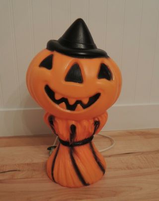 Vtg Empire Scarecrow Pumpkin Jack O Lantern Lighted Blow Mold 14 " 1969