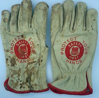 Union Pacific Railroad Leather Train Work Gloves W/ Logo