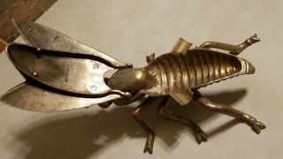 Vintage Brass Fly Bug Ashtray Cast Metal Italy Hinged Ornate Insect 3