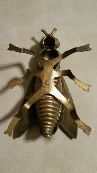 Vintage Brass Fly Bug Ashtray Cast Metal Italy Hinged Ornate Insect 6