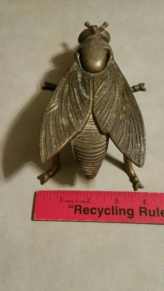 Vintage Brass Fly Bug Ashtray Cast Metal Italy Hinged Ornate Insect 8