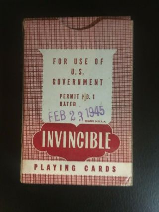 Vintage Playing Cards For Use Of U.  S.  Government Gift Of American Red Cross 1945