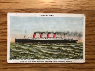 Rms Lusitania & Mauretania Color Card / Cunard Line