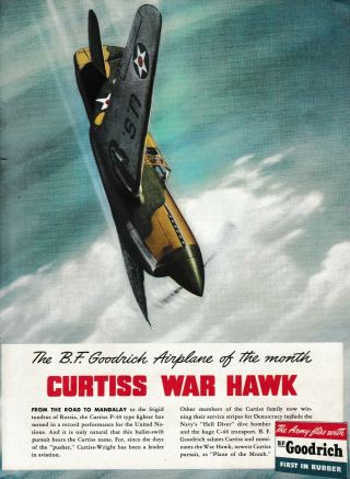 1942 Curtiss P - 40 Aircraft Ad 6/5/19g