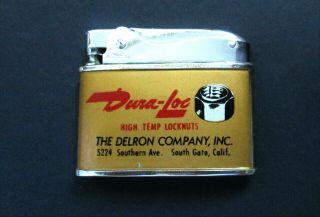 Vintage Slimlite Flat Cigarette Lighter Dura - Loc Fasco Delron Co South Gate,  Ca