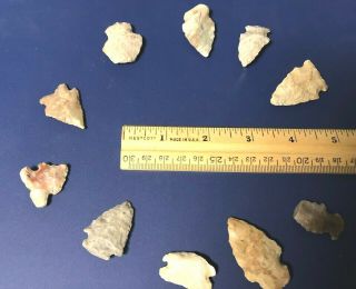 10 Arrowheads Found In White County,  Indiana 1950s Indian Artifacts Relics