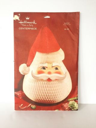 Vtg Hallmark Santa Claus Centerpiece Honeycomb Tissue Paper Cardboard 12 "