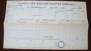 Central England Railway 1905 Interline W/b Carteret Nj Simsbury Ct