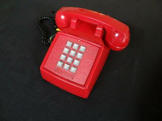 Itt Pushbutton Touchtone Dial Desktop Phone Red Telephone Hot Line Phone