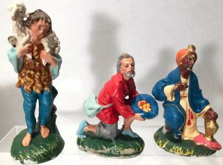 10 Piece Vintage Italian Nativity Set With Hand Crafted Manger 2