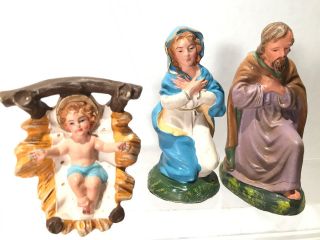 10 Piece Vintage Italian Nativity Set With Hand Crafted Manger 5