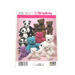 Simplicity Pattern 3787 Bears 3 Sizes Crafts Stuffed Toy Longia Miller Uncut