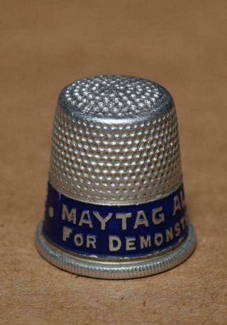 Vintage Maytag Aluminum Washer Advertising Thimble W Demostration Phone Number