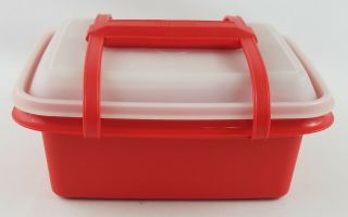 Tupperware Pack N Carry Lunch Box Tote 1254 Orange Set 5