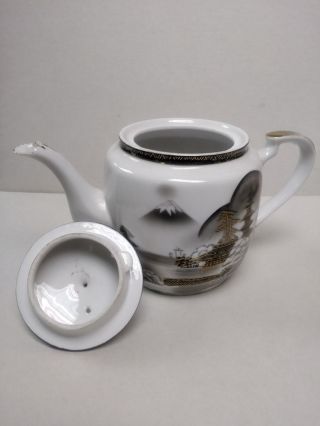 Antique Japanese Porcelain Hand Painted Hayasi Kutani Tea Pot 5 3/4 Inches