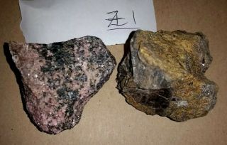2 Rare Franklin NJ Daylight Mineral Specimens Rhodonite Hendricksite Franklinite 2