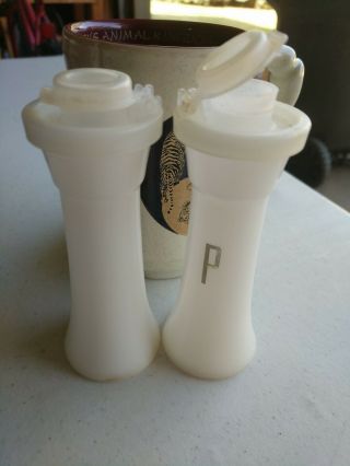 Vintage Tupperware Mini Hourglass Salt & Pepper Shakers 4 " Tall Flip Top